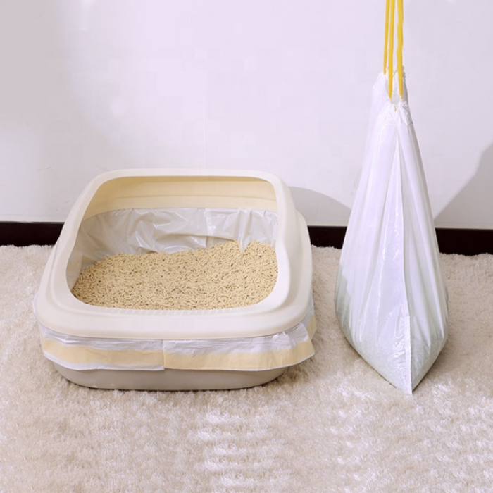 Biodegradable Plastic Cat Litter Pan Liners Heavy Duty Durable Drawstring Cat Litter Bags