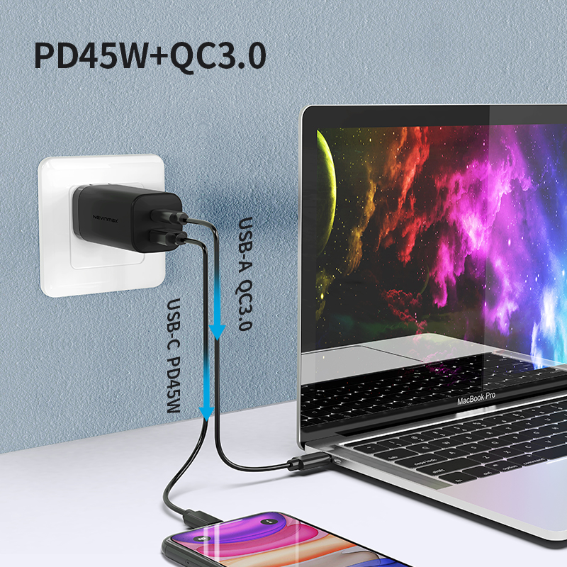 Новинка 2020, настенные зарядные устройства GaN Tech PD65W QC4.0 PD3.0 Type C, адаптер для быстрой зарядки мобильного телефона
