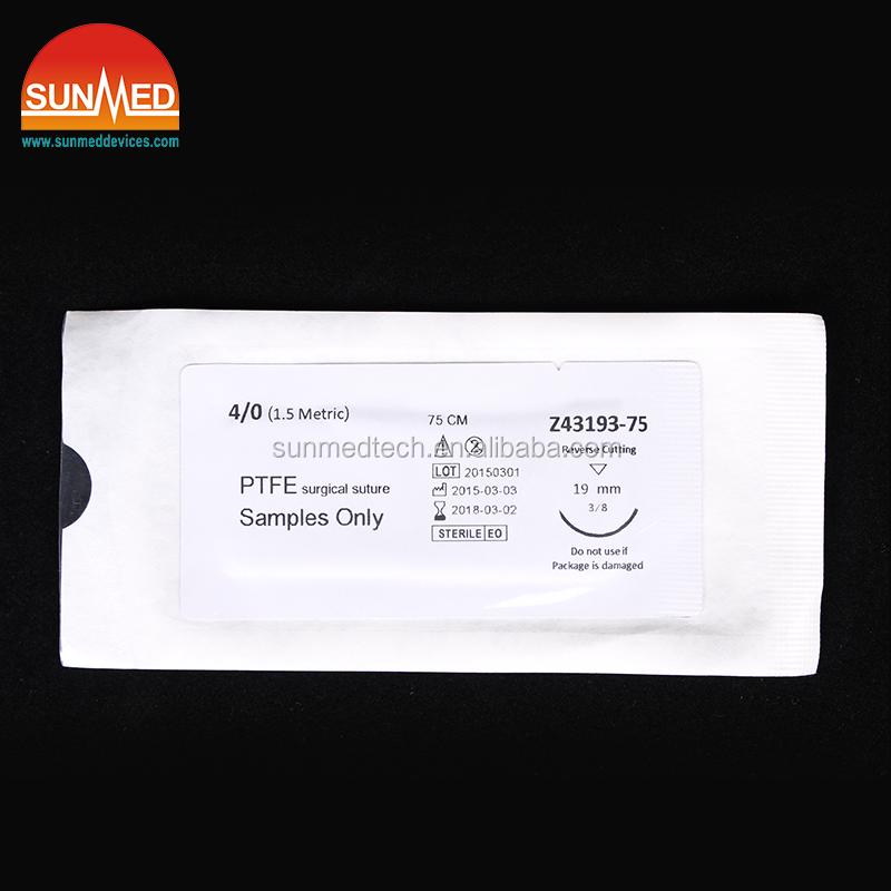 PTFE хирургические шовные материалы USP4-0 чистый ПТФЭ USP4/0 75 см 3/8circle обратный резки 16 мм