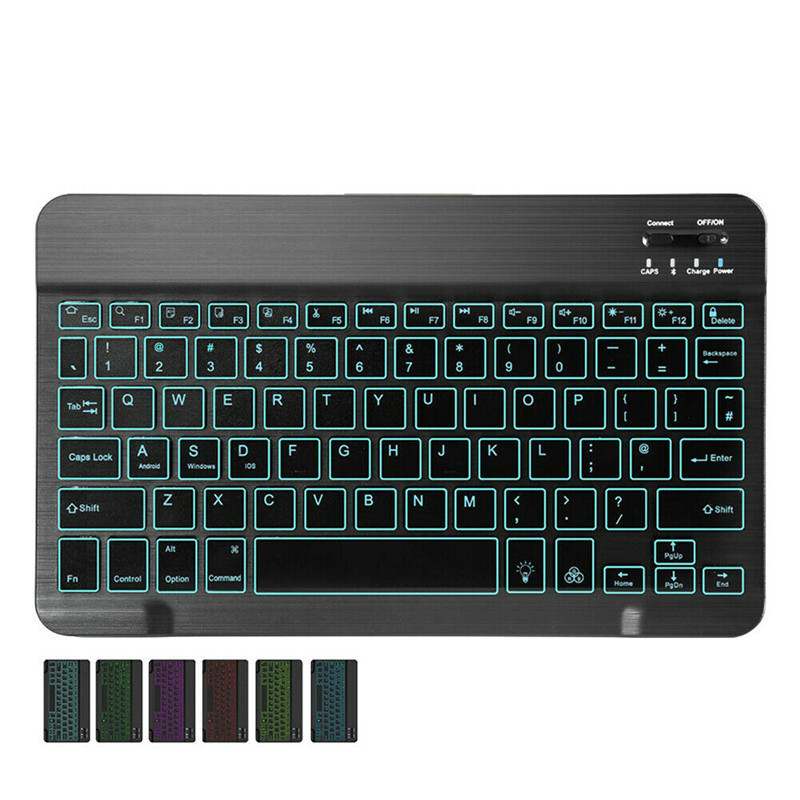 Универсальная тонкая перезаряжаемая клавиатура с RGB-подсветкой, 7 дюймов, 10 дюймов
