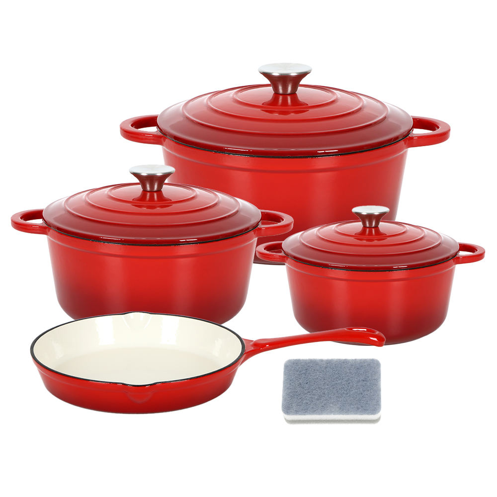 Cast Iron Enamel Cooking Pots Casserole Enamel Coating Kitchen Cookware Dutch Oven Set