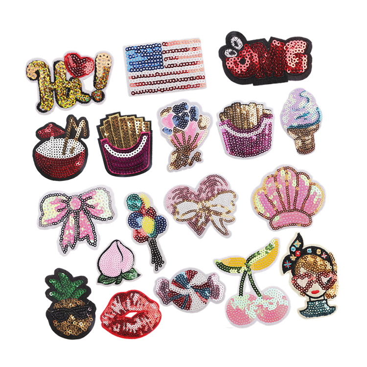 Cute Cherry Sequin Embroidery Small Mouth/Bowknot Sequin Embroidery Patch