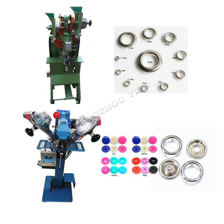 Automatic metal jeans eyelet button punch attaching pressing machine fully auto plastic snap button fastener fastening machine