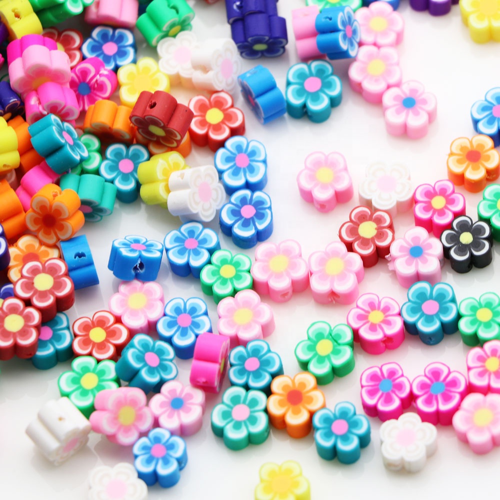 Fashion 10mm Flower Polymer Clay Beads Polymer Mixed Color For DIY Child Jewelry Making