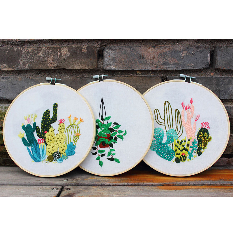 Handmade DIY Fabric European Embroidery Flower Material Kit Needle and Thread Set for adult