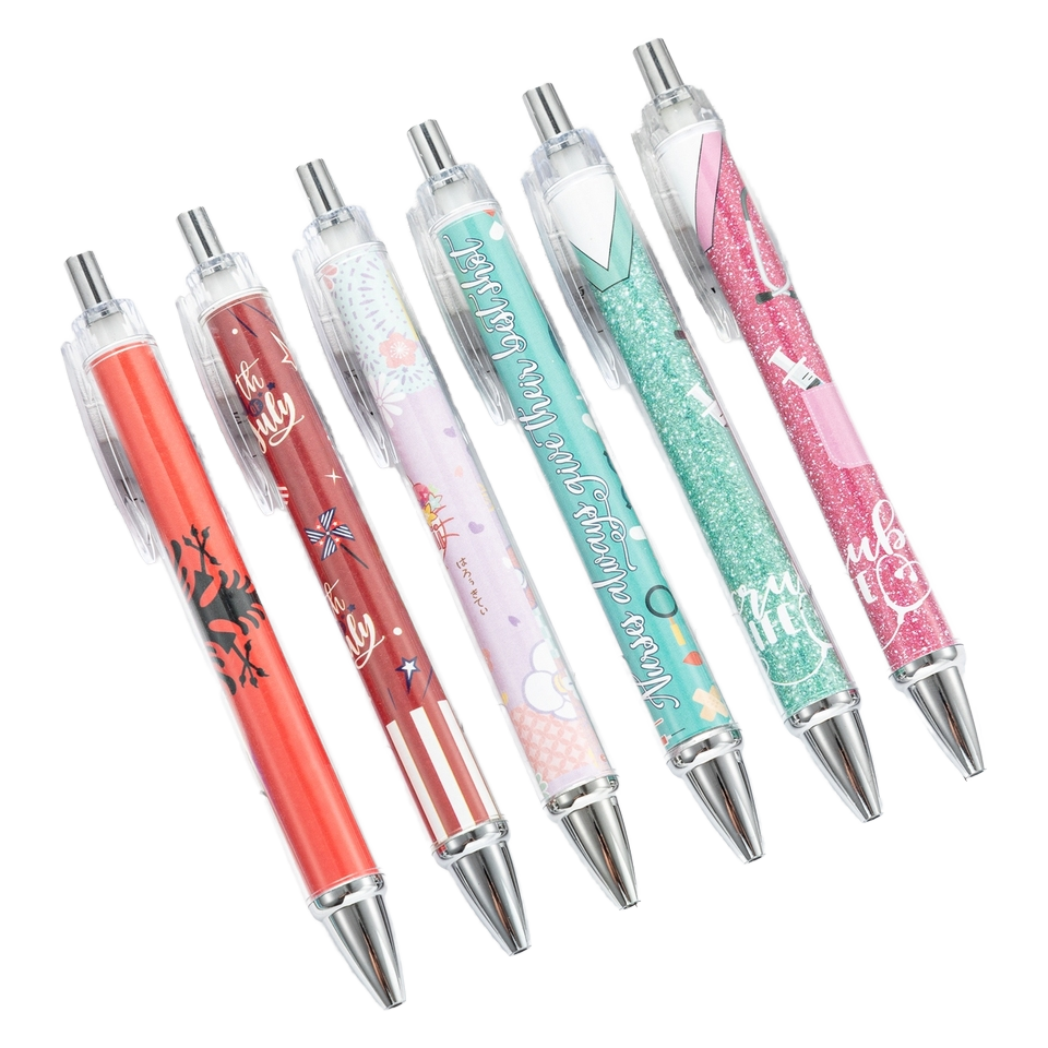 Personalized Custom Cartoon Color Printing logo Roll Paper Ballpoint Pen Insertion Paper Advertising DIY Flower Film Banner Pens