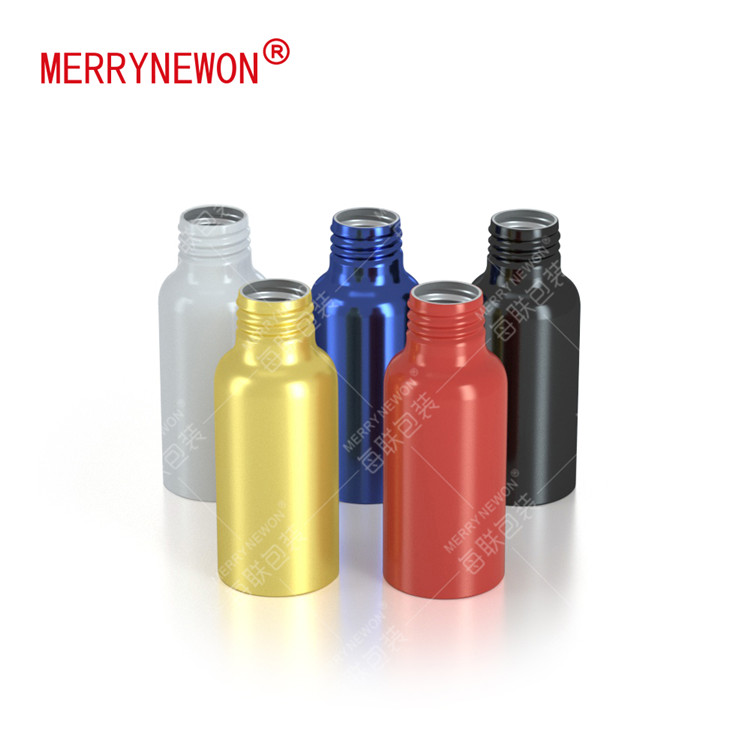 Portable recycled aluminum bottles manufacturers custom print and logo for refillable perfume atomizer spray bottle 50ml