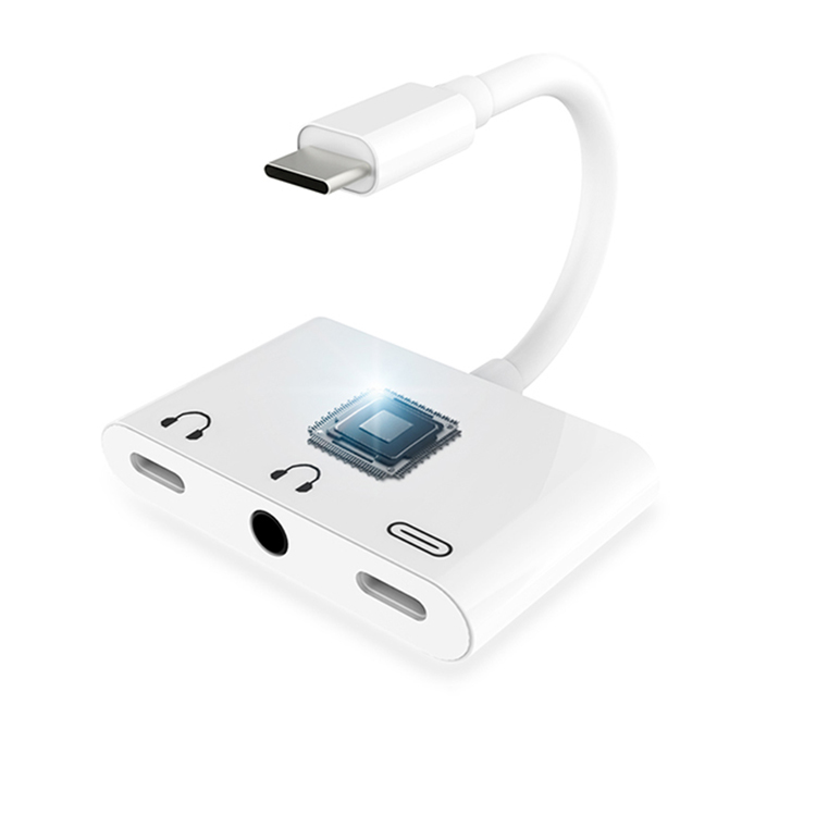 2021 hot sell high quality 3 in 1 USB C HUB Dual Type-C Digital Audio Adapter with PD fast charger 3.5MM AUX