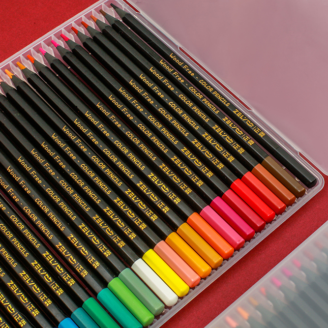 Water-based color pencil set professional color drawing pencil non-toxic wooden hexagonal pencil 12 colors