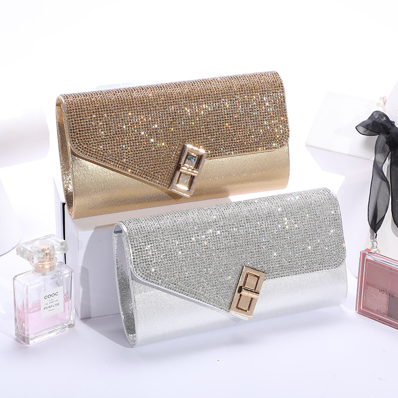 Fashion Champagne Money Diamond Jewel Rhinestone Clutch Purse Glisten Ladies Women Evening Bag
