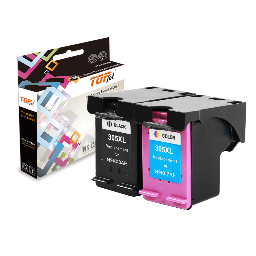Topjet 305XL Remanufactured Cartouche Dencre Color Ink Cartridge 305 XL for HP HP305XL HP305 Deskjet 2721 6022 2320 Printer