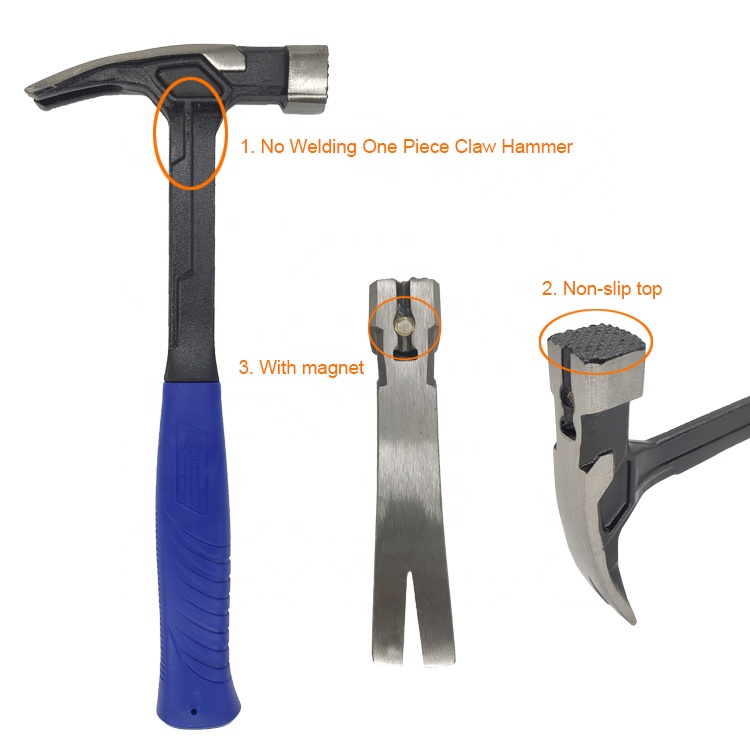 NSWTOOLS TPR синяя ручка кованая прямая изогнутая без сварки цельный молоток 16 унций
