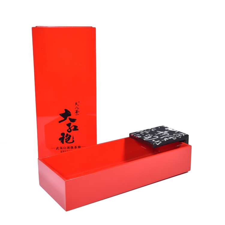 High Quality Long Shape Red Chinese Tea Bags Wooden Packaging Box For Gift