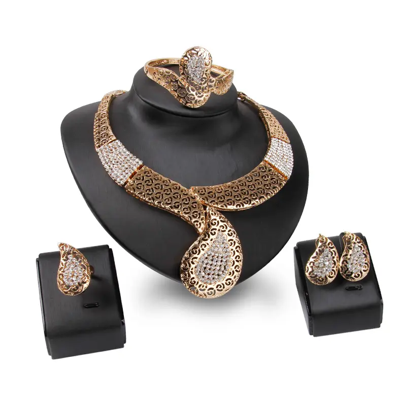 2021 Favourite Sets Jewelry Type And Copper Alloy Material Type Indian Bridal Gold Jewellery Necklace Sets