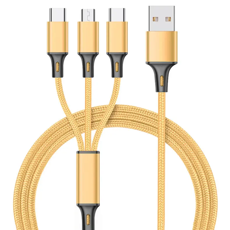 High Quality Custom Fast Charging Multi Android Charger Mobile Phone Usb Type C 2.0 Data Cable 3 In 1 Usb Charging Cable