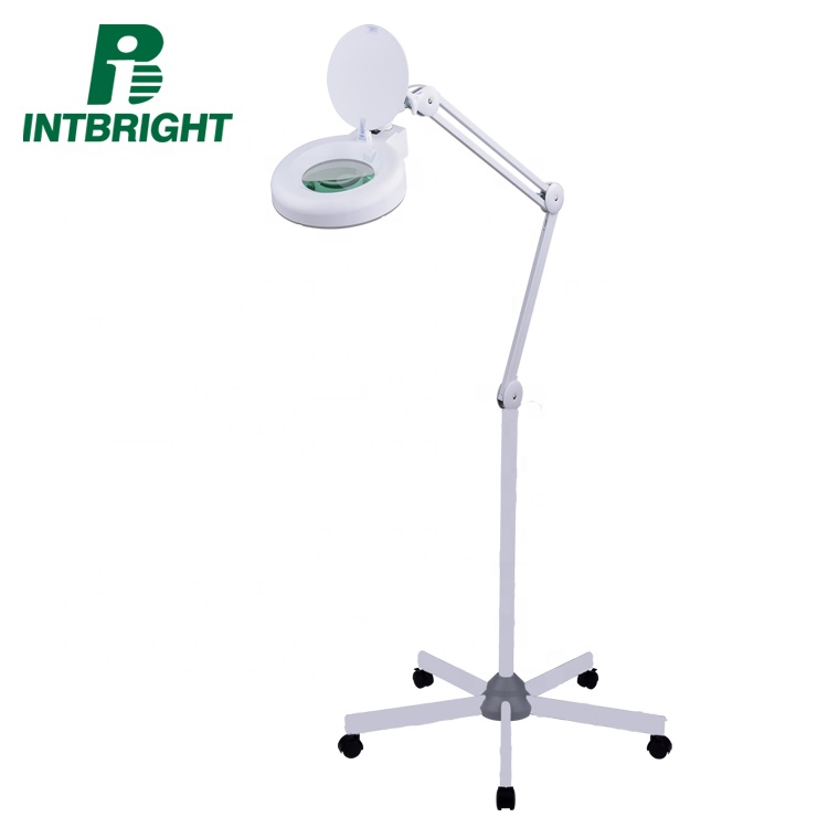 Illuminating magnifying lens LED light mag wheels 5X Diopter facial magnifying floor lamp magnifier spa salon nail machine