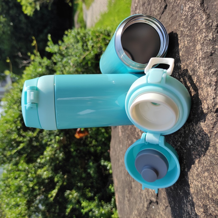 Free Sample Push Button 350/500ml Flip top Insulated Flask vacuum stainless steel ice cold water bottle outdoo travel cup