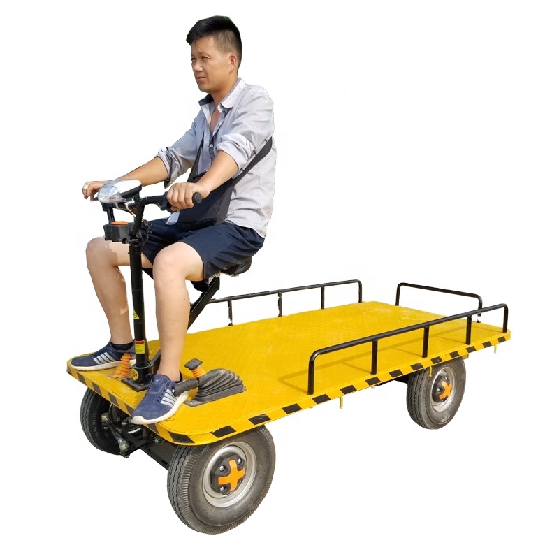 Supermarket transportation 1000 kg with guardrail electric flat trolley