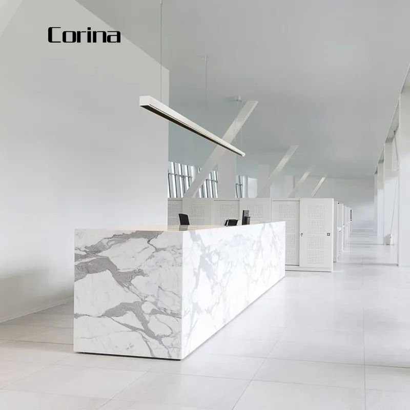 Modern Office Artificial Stone Solid Surface Marble Commercial Hotel Front Desk Reception