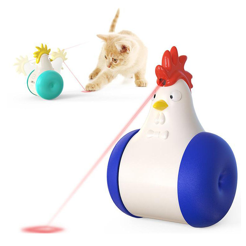 Cat Interactive Laser Toys 2021 New Cats Squeaky Chicken Teasing Toys Tumbler USB Rechargeable Pet Cats Laser Toys