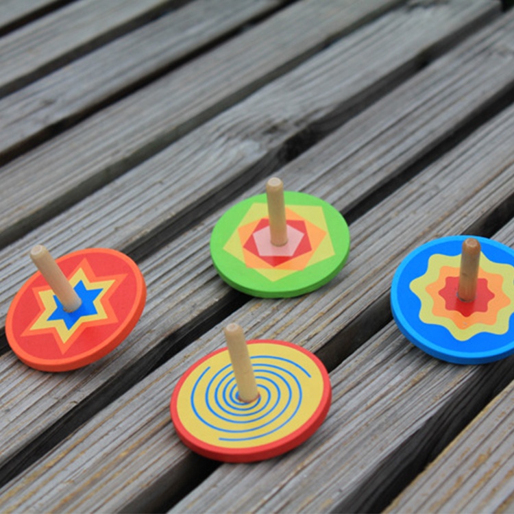Custom logo Classic Style Circle Spinning Top For Toddlers