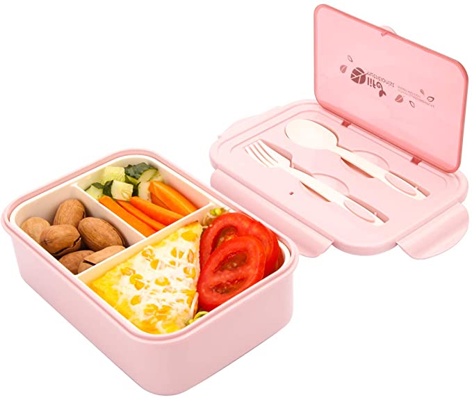 Экологичный детский пластиковый Ланч-бокс без БФА Bento, съемные 3 отсека, герметичный офисный Ланч-бокс с комплектом столовых приборов для детей