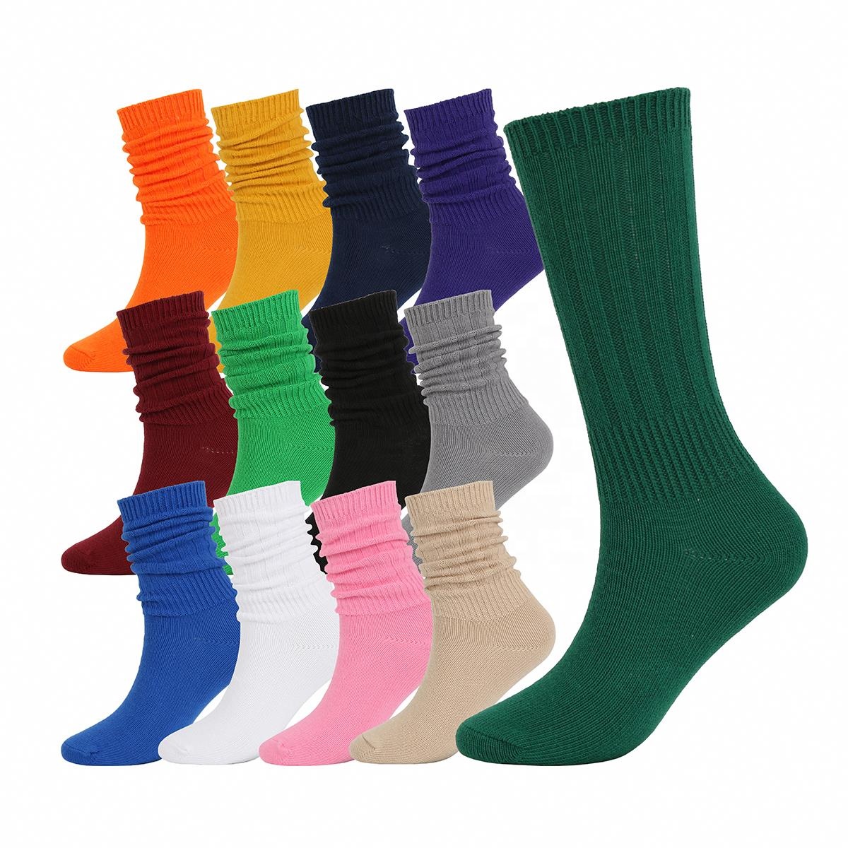 2021 long slouch sox for women thick winter terry sole fluorescent color cotton crew women girls slouch socks