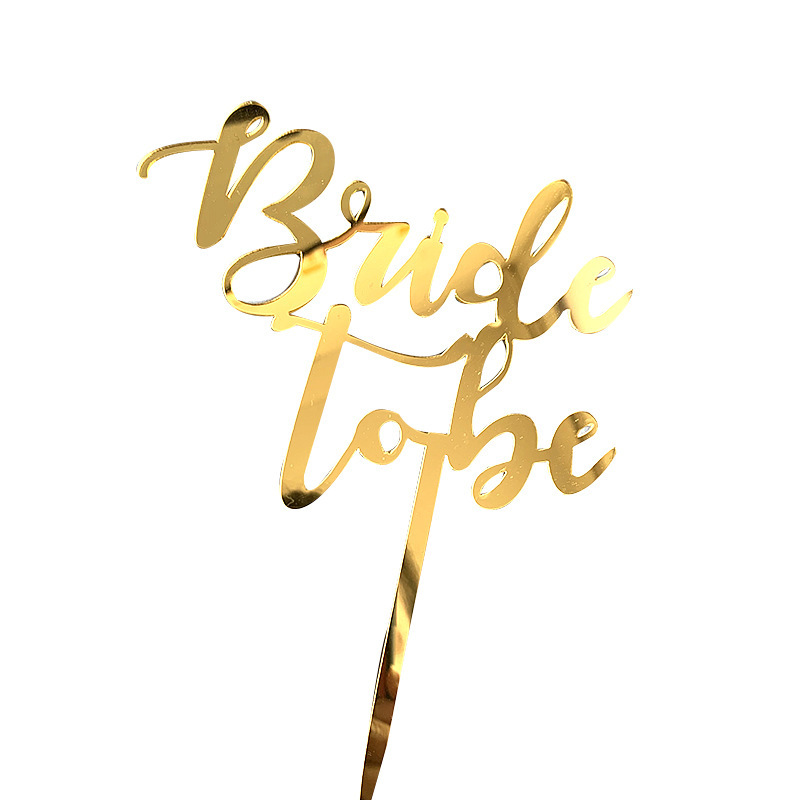 Bridal Shower Wedding Bachelorette Bride To Be Party Cake Decoration Bride To Be Shape Gold Color Cake Topper Acrylic