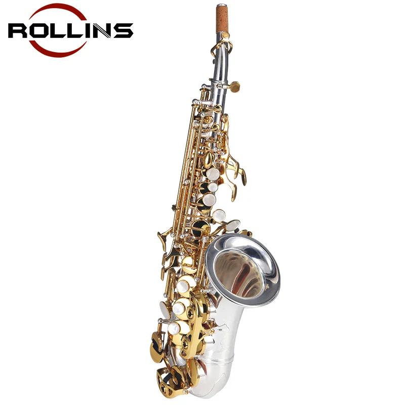Rollins Saxophone,Little bend Soprano Sax,Silver plated treble Saxophone