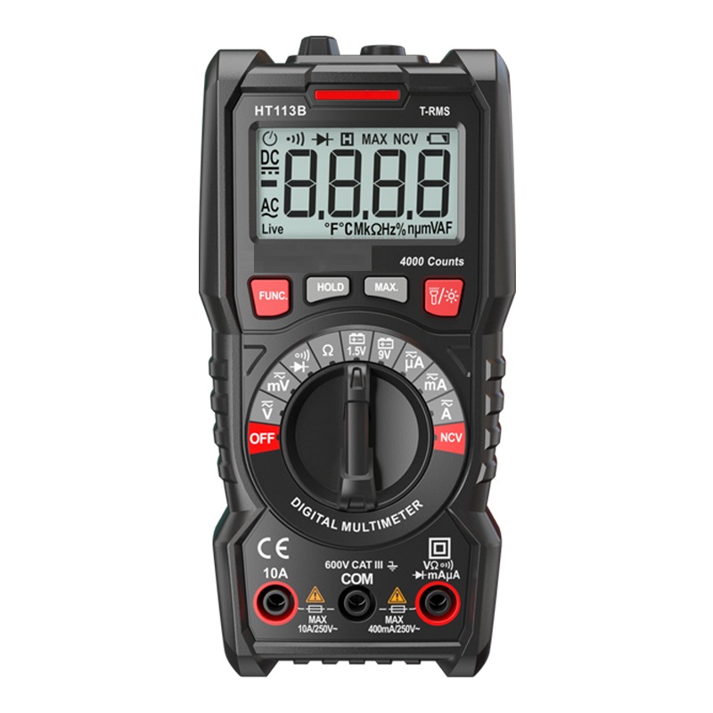 Цифровой мини мультиметр True RMS NCV HT113B, карманный измеритель напряжения и тока постоянного и переменного тока с диодами