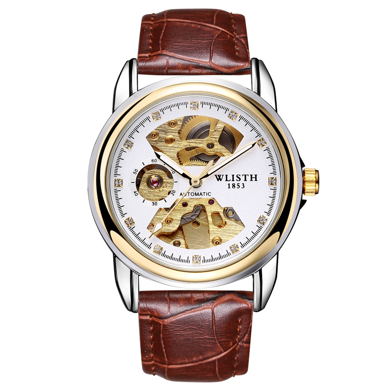 Mechanical watch hollow waterproof luminous men's business metal luxury watch fashion latest cheap