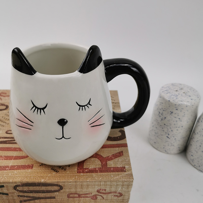Custom ceramic cute 3d animal face shaped coffee mugs