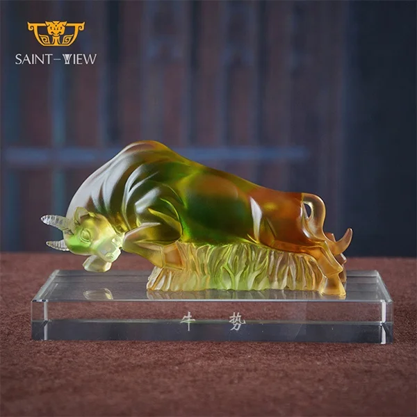 Статуя Liuli Bull Ox из хрустального стекла, деловой подарок