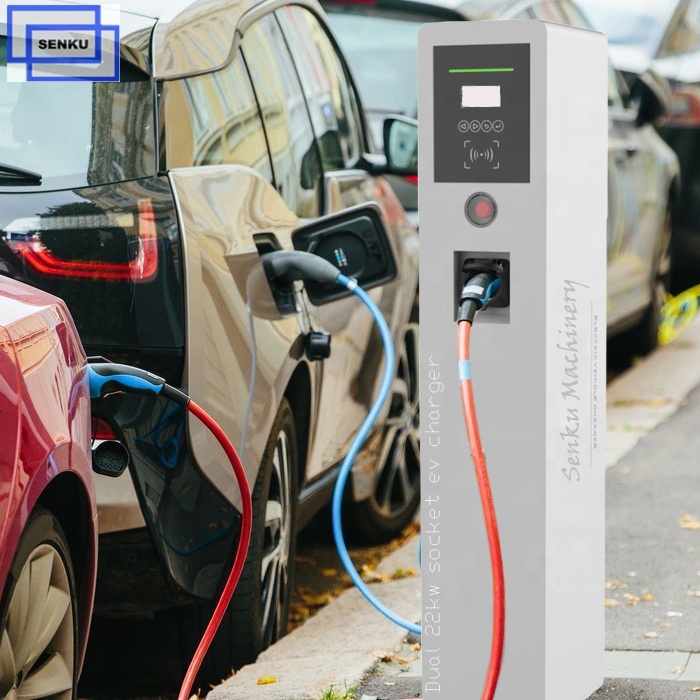 Общественная электромобиль EV быстрая зарядная станция 44 кВт EVSE Тип 2 розетка двойное автомобильное зарядное устройство