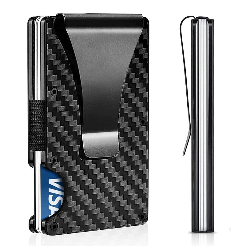 Custom Ultra Thin Mens Slim Minimalist Rfid Blocking Metal Credit Card Holder Carbon Fiber Wallet For Travel And Work