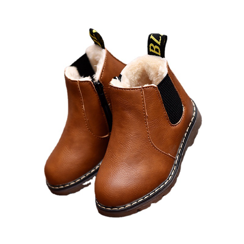 limited Winter Rain Boots Short Boots Big Boy Children's Shoes Boys Short Boots England Leather shoes Girls