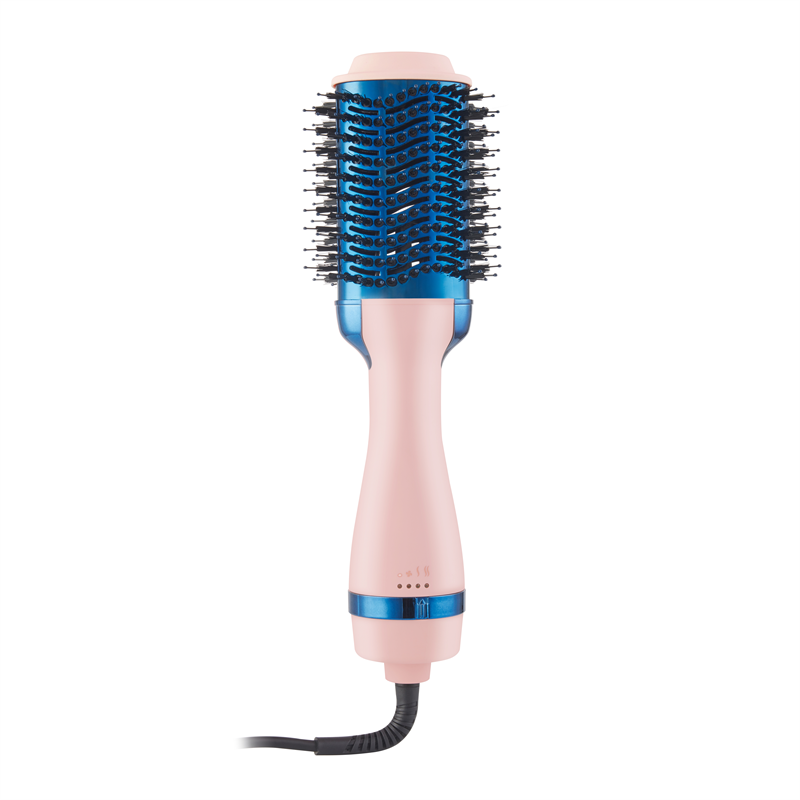 Frosted pink vacuum electroplating sapphire blue hot air comb 4-in-1 multi-functional hair dryer straightening hair inner button