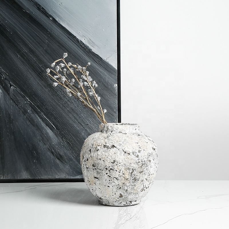 Flolenco Wabi-sabi Ceramic Vase Home Decoration Accessories Flower Vase Desktop Living Room Decor Ceramic Vase