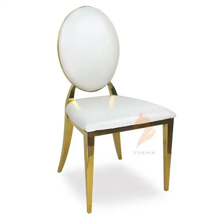 Hot Selling Event Golden Stackable Design Round Back Dining Stainless Steel Wedding Chair