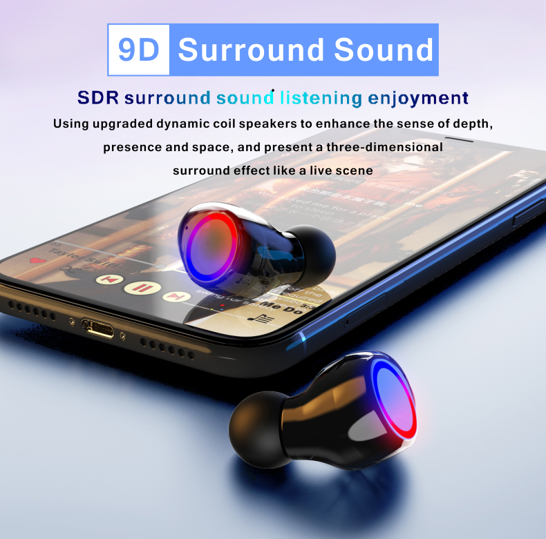 Беспроводные bluetooth-наушники TWS с зарядным устройством и светодиодным дисплеем