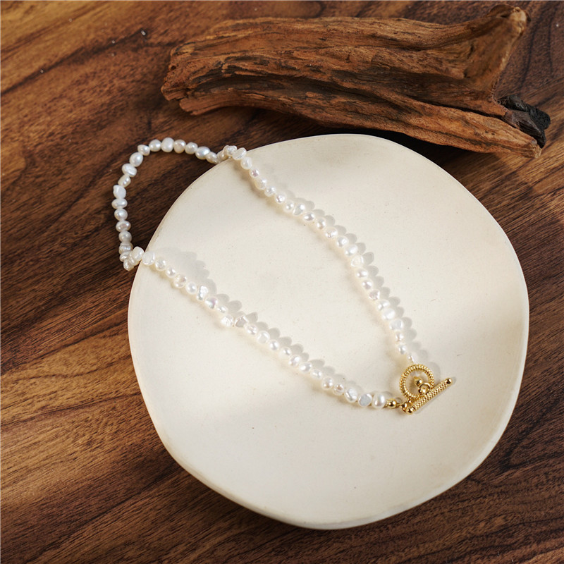 Handmade natural pearl necklace bracelet set Baroque pearl 18K gold chain freshwater pearl choker necklace high quality