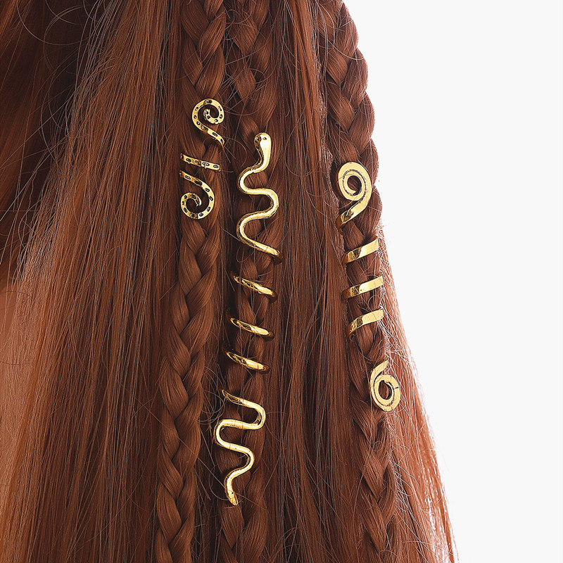 Daicy Новая мода viking в винтажном стиле дреды бусины Спиральные кольца заколки для волос аксессуары заколка для волос, подвязанные лентой, с объемной волной ювелирные изделия женские аксессуары для волос