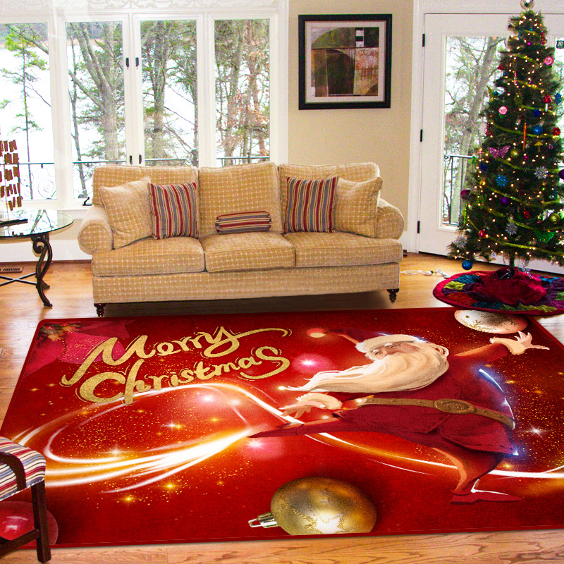 Factory Wholesale Home Decoration Large Area Red Santa Claus Pattern 3D Christmas Carpet Tiles