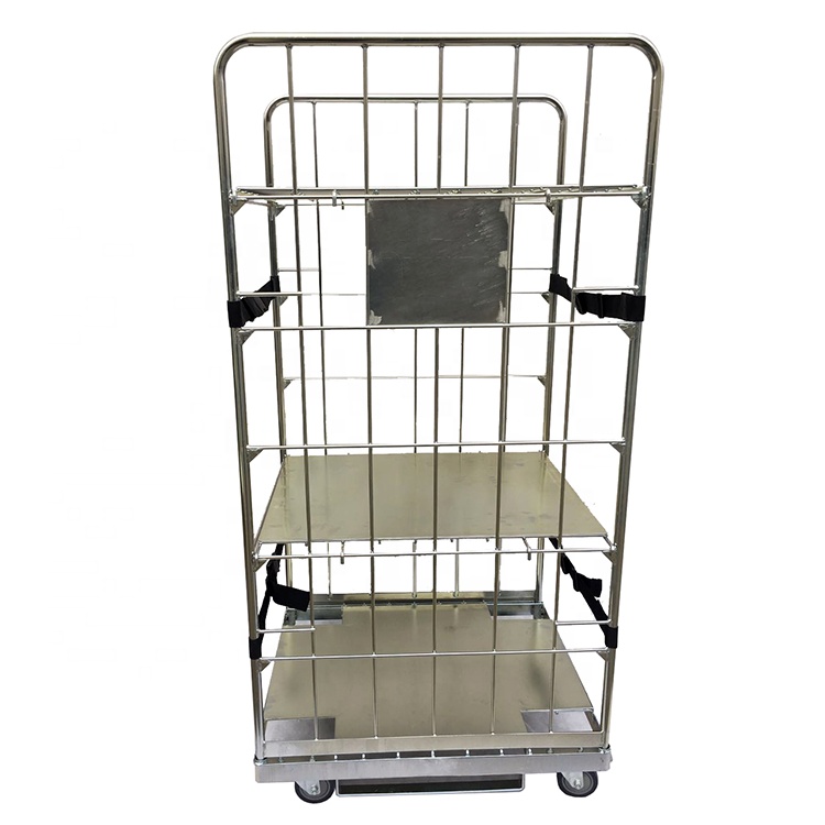 Wholesale factory price hot sale wire mesh roll cage hand trolley warehouse container logistics trolley
