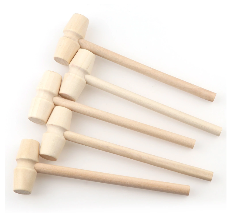 Solid wood mini hammer for planet cake wooden hammer for children flathead toy mallet