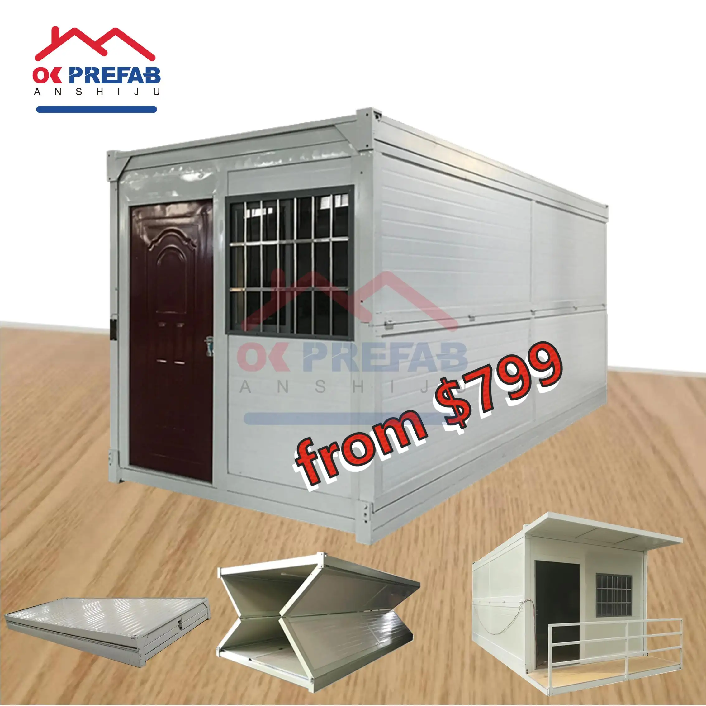 High Quality Foldable Office  Cheap Accomodation Folding Prefabricated Homes Prefab House Container House