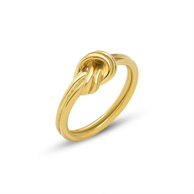 Personalized Simple 18K Gold Plated Finger Jewelry Stainless Steel Knotted Rings