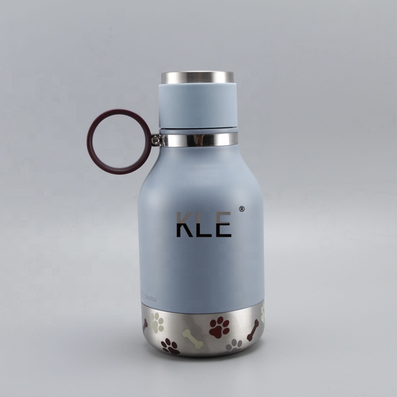 KLE NEW Insulated Double Wall Metal Gym 1000ml bowl and Water Bottle eco friendly Vacuum Flasks Dogs drinking bottle wirh jar