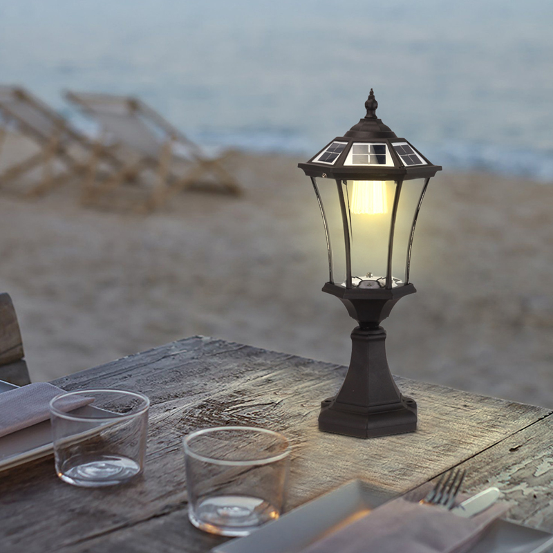European Style Outdoor Solar Wall Head Light Landscape Waterproof Courtyard Light Villa Park Ground Fence Lights