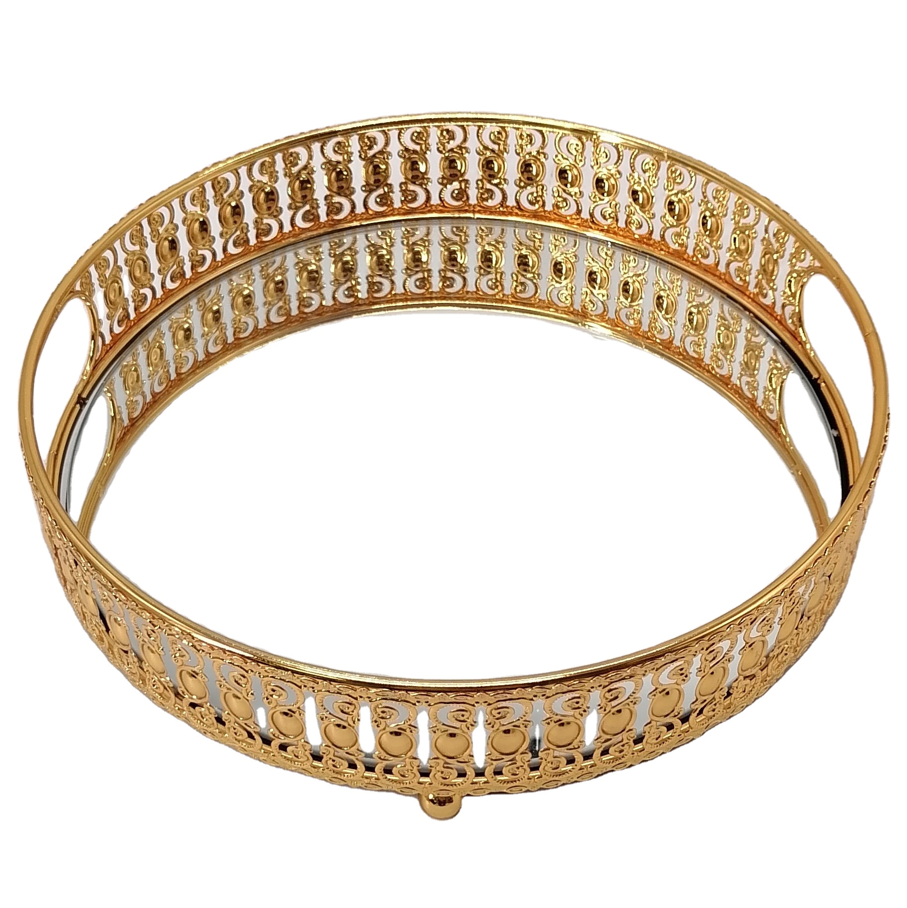 Neoteric Gilding Electroplate Style Modern Color Feature Eco Material Origin Tableware Round Tray
